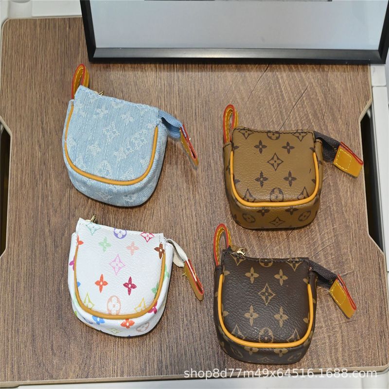驴家迷你老花饺子包可爱百搭个性包挂件经典真皮白三彩钥匙扣现货|undefined