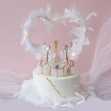 生日蛋糕模型2023新款女王皇冠羽毛流行可塑胶假样品展示道具