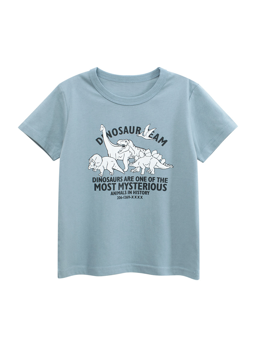 27kids camiseta de manga corta para niños verano nueva ropa para niños niños estampado de dinosaurios camiseta de media manga de una pieza