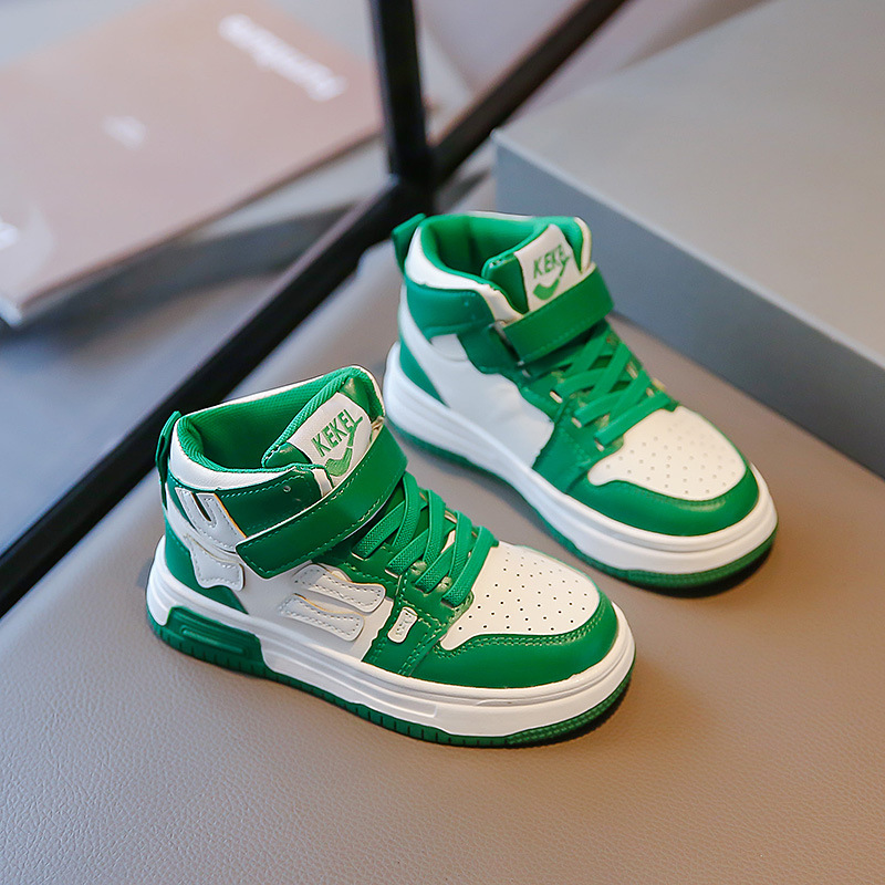 Barn högtopp sportsko Trend 2023 Höst Ny Student Läder Panel Sh för pojkar och flickor Halkfri Casual_voghion.com