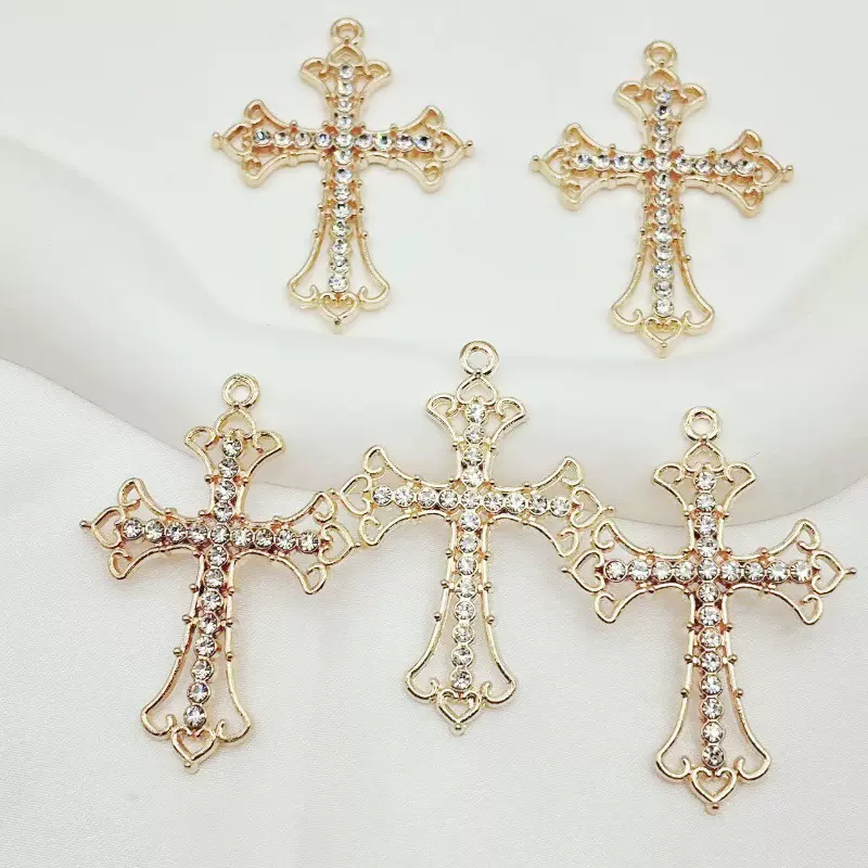 合金配件个性满钻大号十字架菱形吊坠diy手工饰品材料现货批发