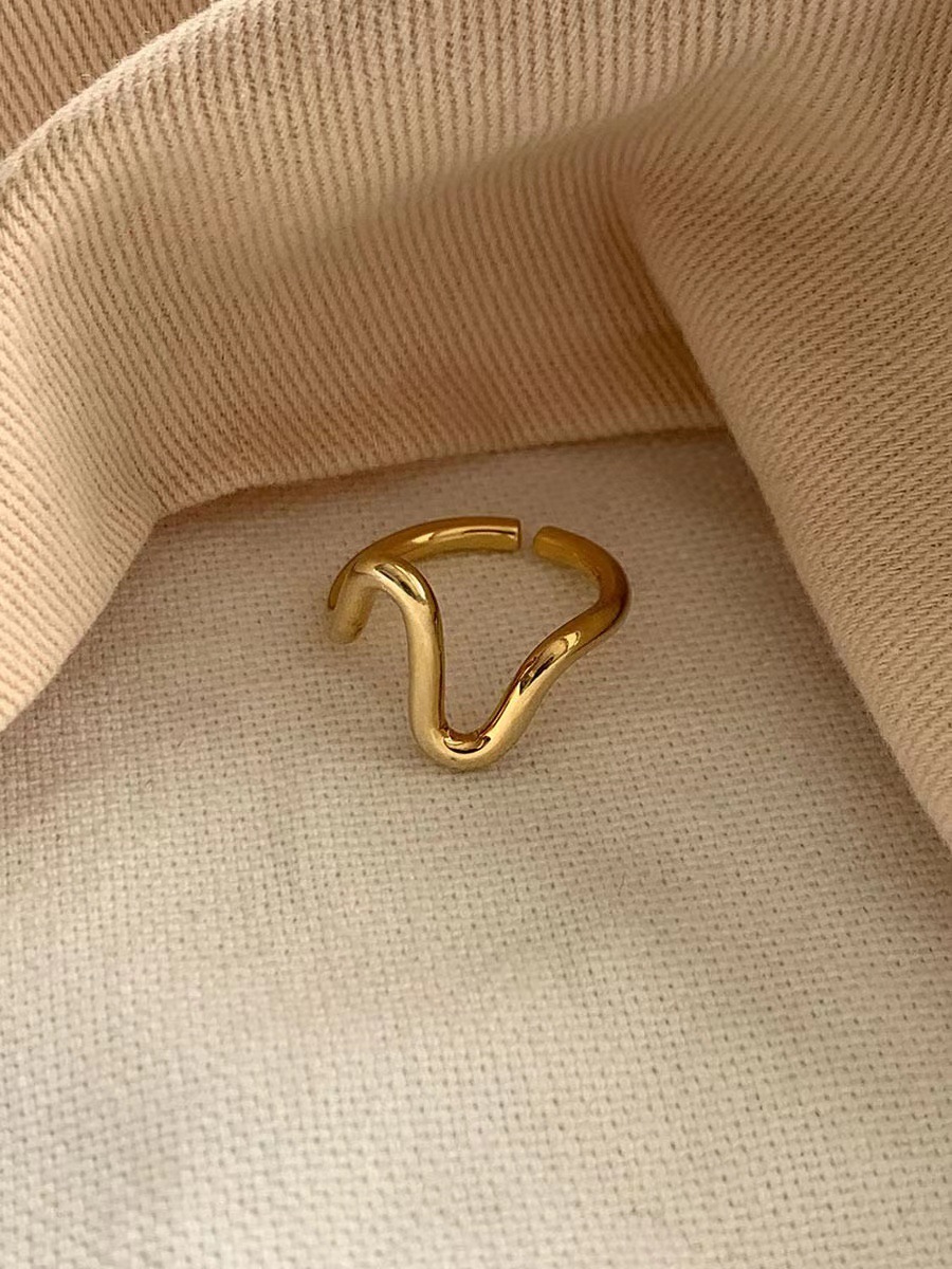 925 Sterling Silber Linien Offener Ring display picture 1