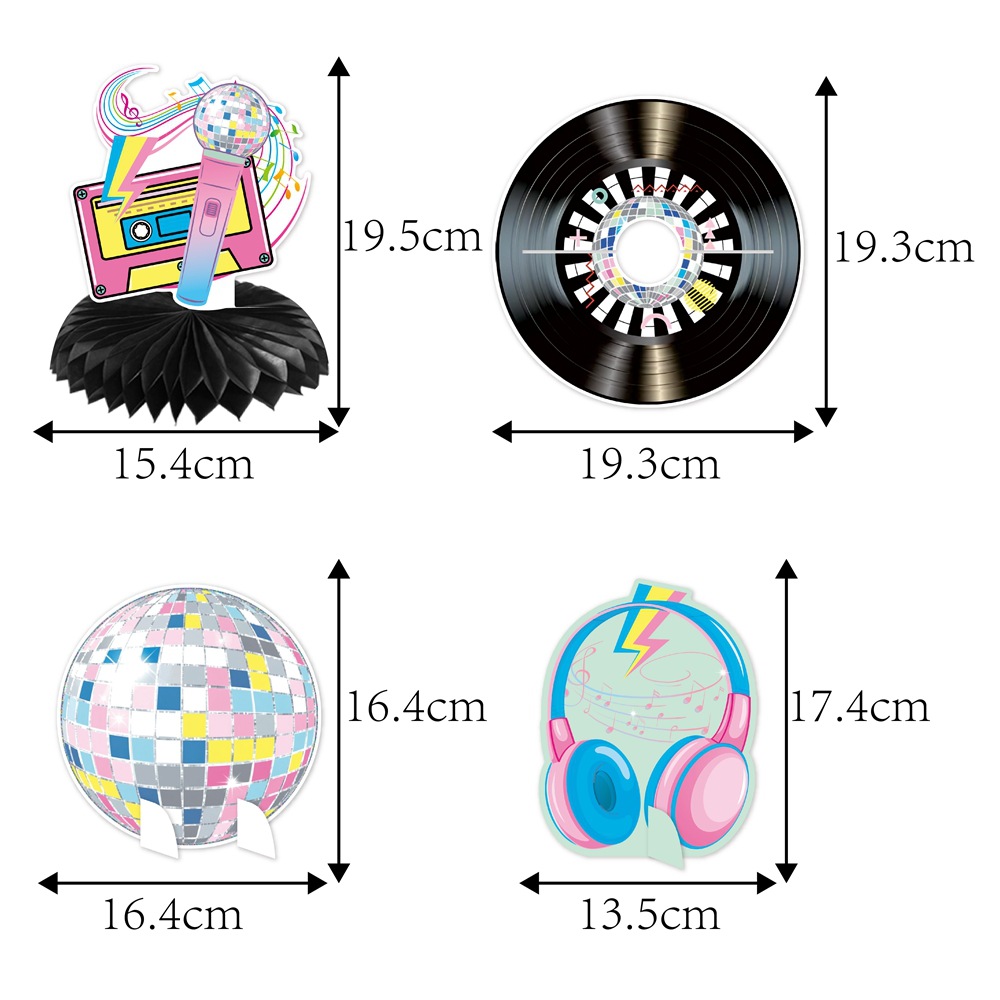 Decoración de cumpleaños transfronteriza decoración de mesa decoración de música de disco decoración de fiesta de cumpleaños decoración tridimensional de panal