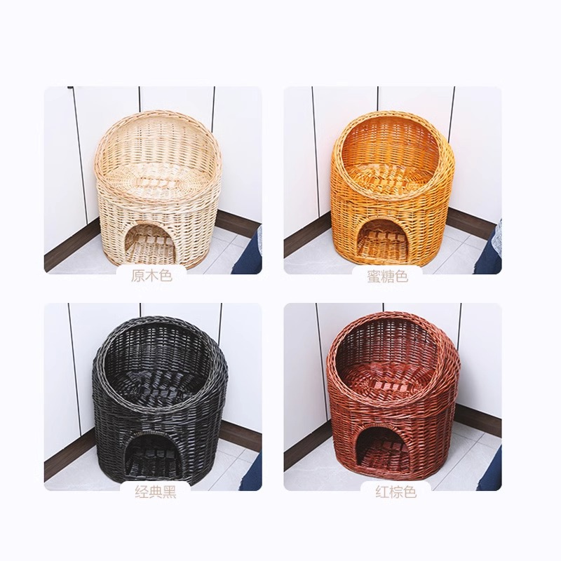 Casa de ratas tejida felina de sauce cuatro estaciones generales de verano desmontable felina perros pequeños y medianos Teddy tejido felina de mascotas