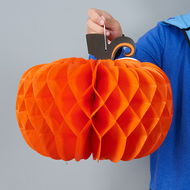 紙ハニカムカボチャ提灯ハロウィーンテーマパーティー装飾ハニカムボールカボチャショーウインドー学校イベント装飾|undefined