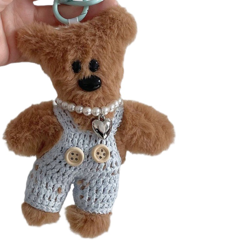 Maillard estilo Bean Bear mochila colgante llavero del coche oso cadena anti-caída cuerda anti-perdida