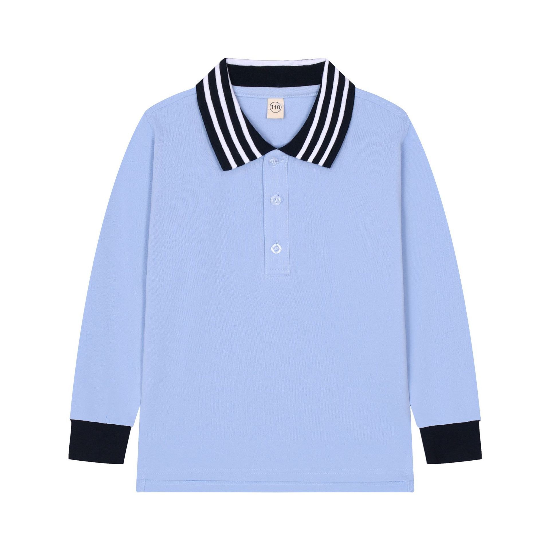 kids儿童长袖polo衫纯棉翻领男女童t恤中小学生校服班服一件代付