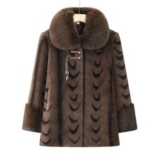 中老年春夏妈妈冬装水貂女装加绒加厚保暖外套皮毛奶奶中长款大衣