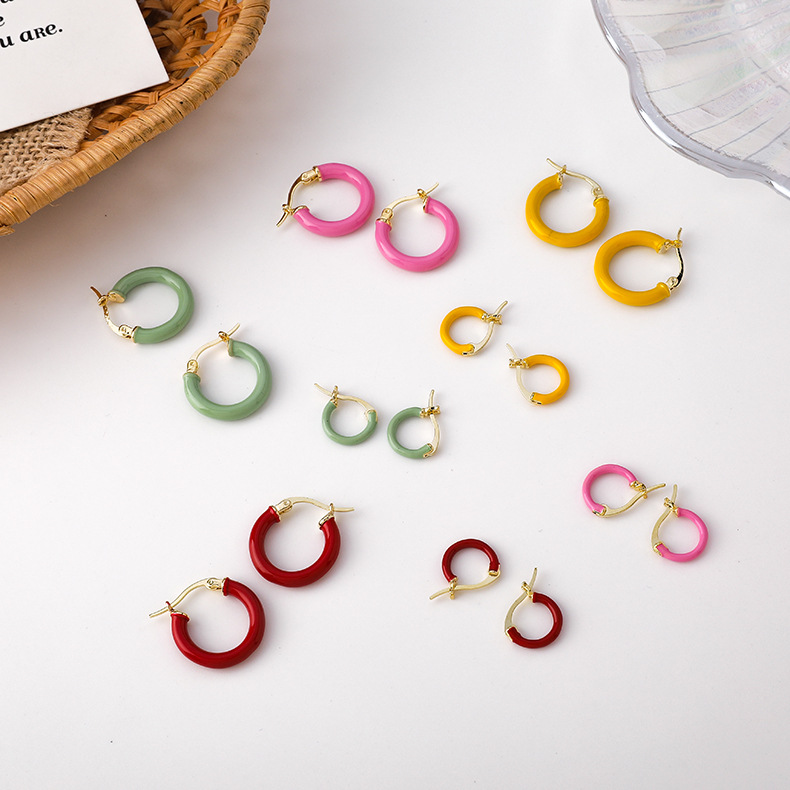 Korean Style Fashion Candy Color Small Circle Earrings display picture 21