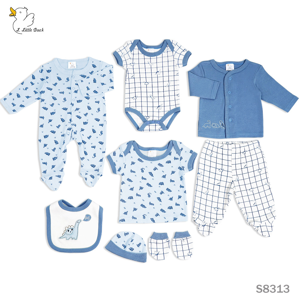 Año Nuevo ropa de bebé 8 piezas de algodón recién nacido una ventanilla ropa de hogar pijamas de calor conjunto de camiseta