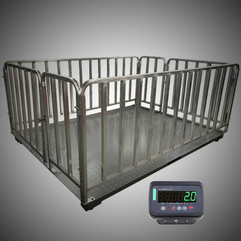 Цифровые напольные весы Zhaoqing Livestock с динамическим взвешиванием и ограждением, цифровые платформенные весы 1000 кг, весы 2 т для свиней и овец