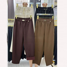 2025冬季加绒加厚钛金棉休闲裤女大码宽松松紧腰百搭哈伦保暖裤