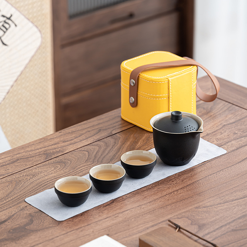Light Luxury Simple Travel Tea Set suit Car One Pot Three Cups Tea Separate Cup High-end Business Gifts Wholesale