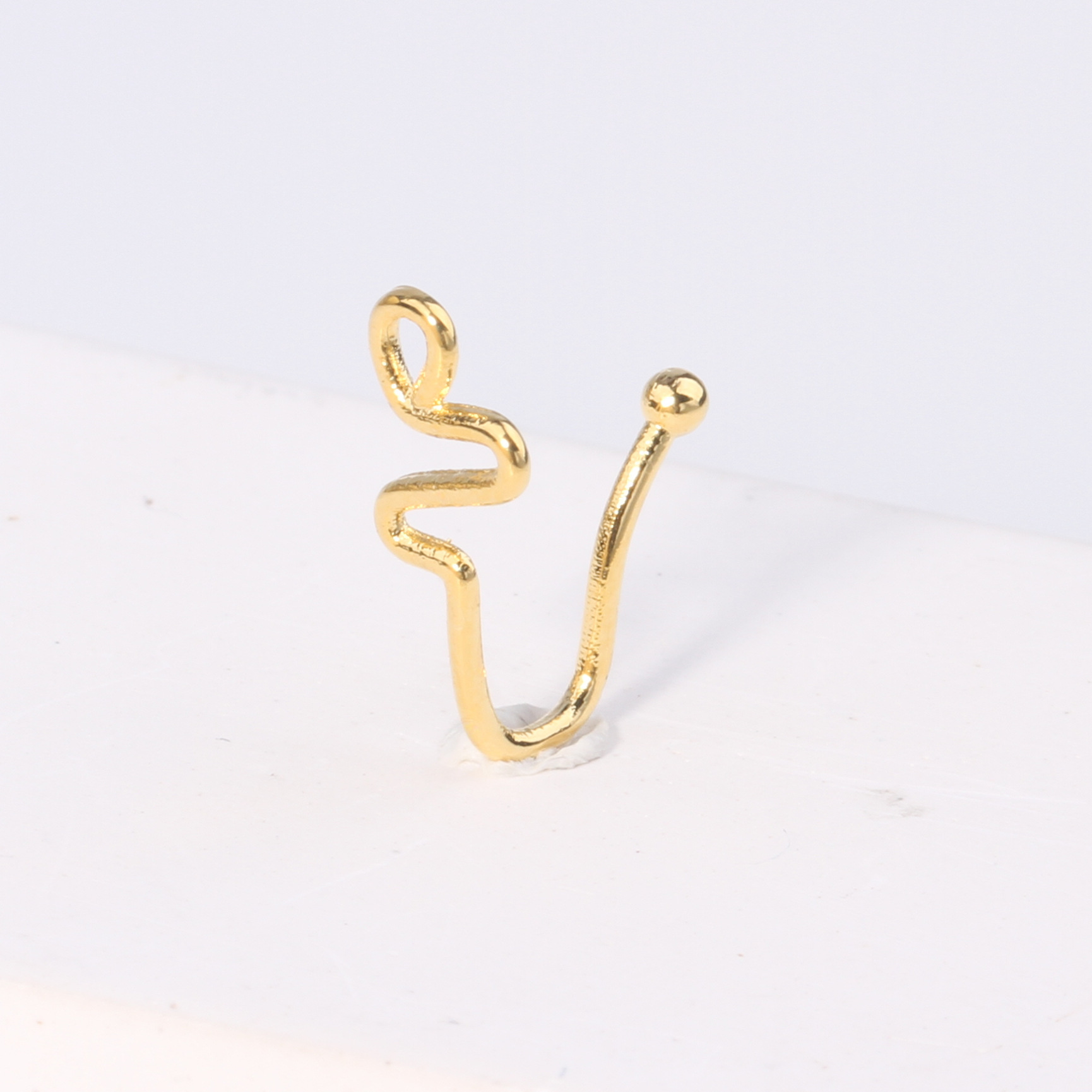 Fashionable nose piercing, diamond stone inlay, nose clip, European style