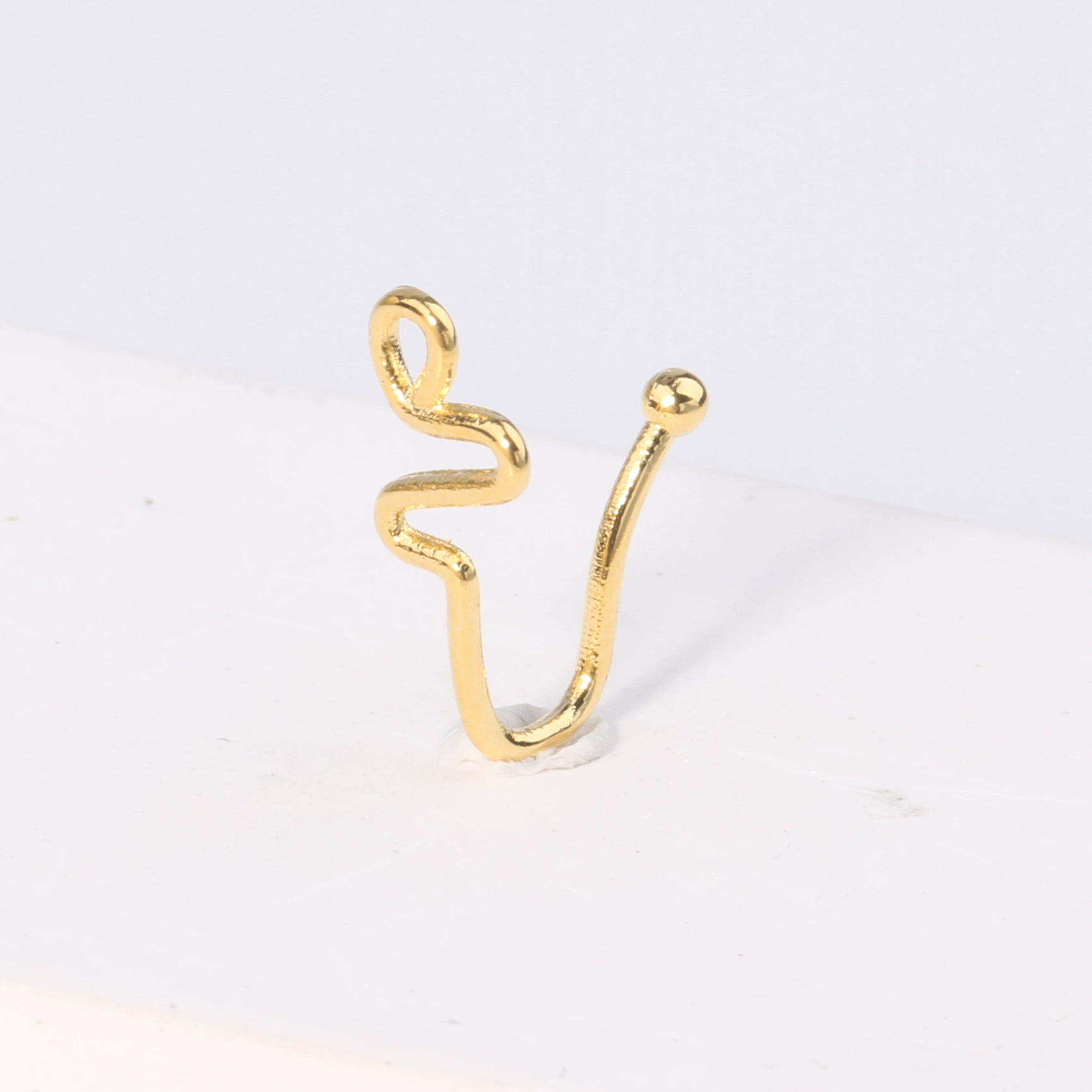 Fashionable nose piercing, diamond stone inlay, nose clip, European style