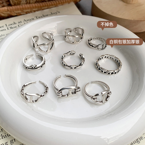 Pig nose 925 silver ring non-fading retro ins hand jewelry cross-border niche design sterling silver ring wholesale for women
