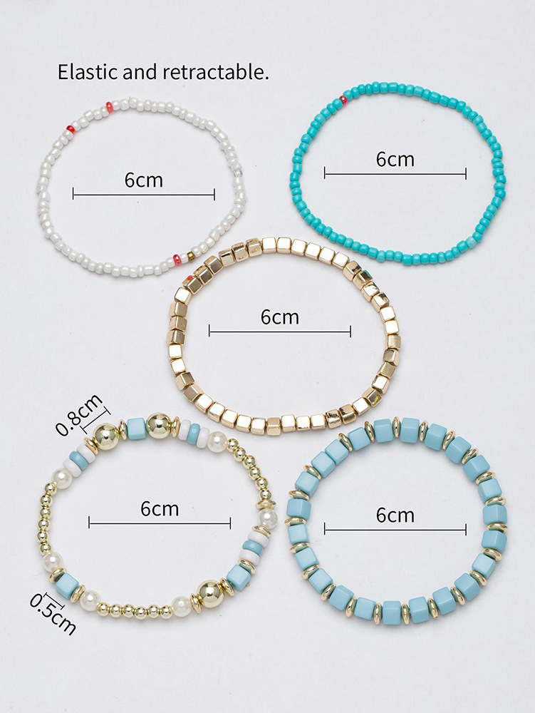 20g Weight Acrylic Pendant Material Bracelets Classification Alloy Chain Material 1 Set Quantity Holiday, Daily, Street Occasion Alloy Material Geometric Pattern Unisex Gender Beaded, Plating Design Retro Style Retro Geometric Alloy Beaded Bracelets Wholesale 15