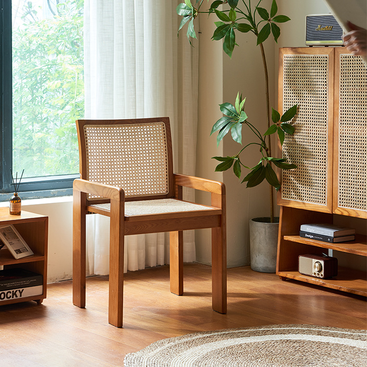 Mesa de comedor de hotel de caja de madera maciza cadena de restaurantes occidentales diseñadores de estilo antiguo asiento de tela de caña