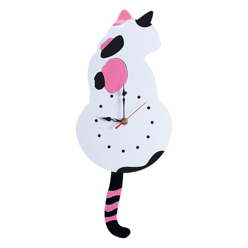 Tiktok popular reloj de pared sala de estar hogar reloj de dibujos animados gato cola swing reloj de pared decoración reloj de pared reloj de cuarzo