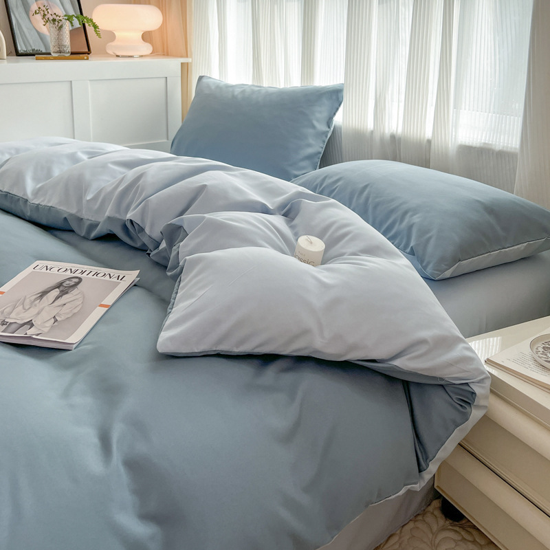 Manufacturer Wholesale Solid Color Four-Piece Set Simple Washed Brushed Duvet Cover Ins Style Quilt Cover Dormitory Winter Bedding 3