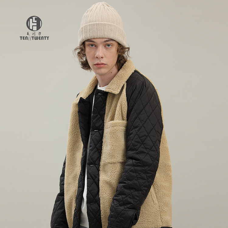 Chaqueta de Lana de Cordero para Hombre de Poliéster Térmica para Invierno