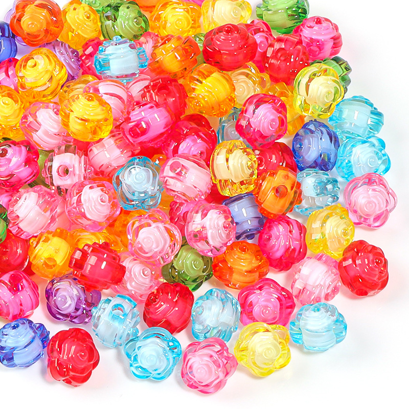 Acrílico color Pearl zhongzhu dibujos animados estrella de cinco puntas amor agujero recto cuentas DIY cadena de teléfono móvil accesorios de joyería de pulsera