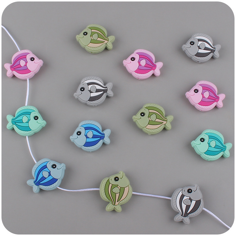 Bebé suministros de dibujos animados animal pescado silicona mordedor creativo DIY bebé molar pezón cadena anti-caída cadena Accesorios