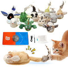 新款电动仿真逗猫玩具USB充电猫咪自嗨解闷玩具发声毛绒电动玩具