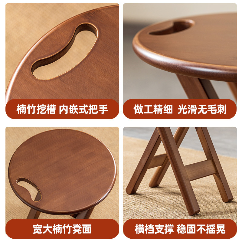 Taburete redondo plegable, silla de comedor simple para el hogar, mesa de bar, taburete pequeño, banco alto, ocio al aire libre, pequeño caballo portátil