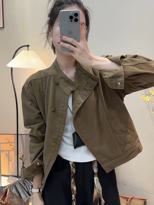 韩系牛仔外套短款早秋新款复古立领小个子休闲百搭工装夹克上衣潮|undefined