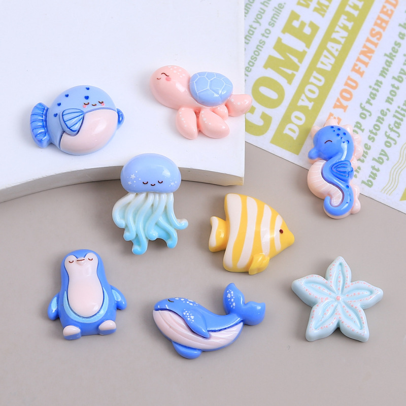青い海の動物手作り diy クリーム接着剤アクセサリー樹脂アクセサリージュエリーホール靴バックル手作り材料|undefined
