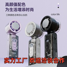 25跨境新款手持冷敷风扇折叠数显100档调速透明机甲风LED手持风扇