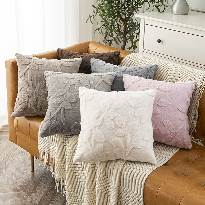Amazon Plush Jacquard Pillow Solid Color Household Products Sofa Pillow Case Living Room Stereo Sofa Cushion Wholesale