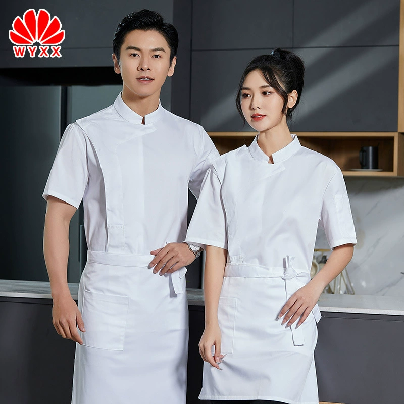 Рабочая одежда шеф-повара с короткими рукавами Летний отель Ресторан Выпечка Дышащая кухонная рабочая одежда Мужская одежда шеф-повара
