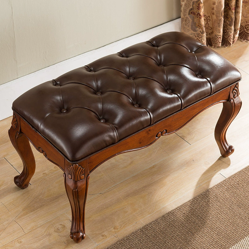 Скамейка для переобувания в американском стиле, длинная скамейка из массива дерева, диван-табурет с подставкой для ног, скамейка для прихожей в европейском стиле в спальне у конца кровати для примерки обуви.