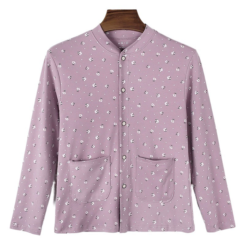 Женский осенний кардиган для пожилых, из чистого хлопка, с открытым передом, на пуговицах, с цветочным узором, двубортный, в стиле для мам среднего и старшего возраста, утолщенный для тепла.