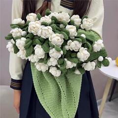 尖角玫瑰花束毯子手工编织diy材料包毛线团钩织创意DIY礼物送女友