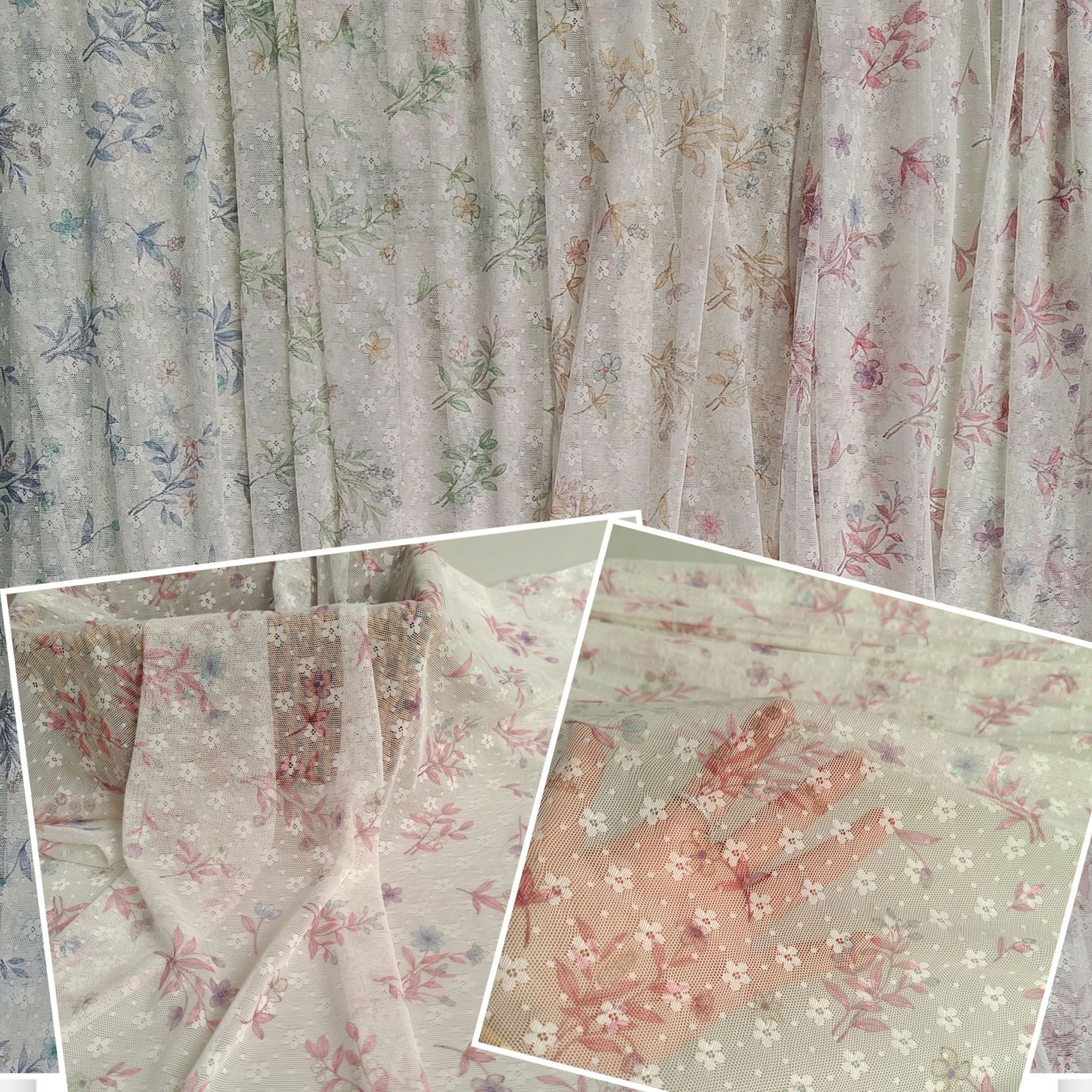 新款~小清新涤氨柔软亲肤弹力小梅花点点底布印花 内衣上衣等面料