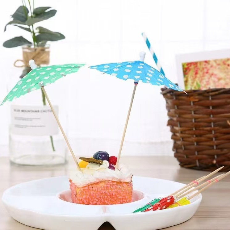 一次性鸡尾酒签圣诞水果签创意小伞签汉堡蛋糕插签婚礼果盘摆饰