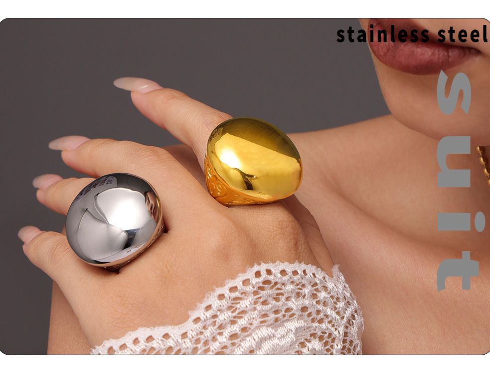 Mysterious Jewelry High Texture Large Light Face Roman Pattern Digital Casting Ring Women's Stainless Steel PVD Plated_voghion.com