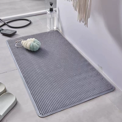 Bathroom Shower Foot Scrubbing Mat, Bathroom Foot Washing and Scrubbing Tool, Lazy Foot Washing Mat, Large Non-Slip Shower Room Mat (Avtomobil döşəmə paspasları) - massage-soft-spikes-gray-34cm-x-67cm