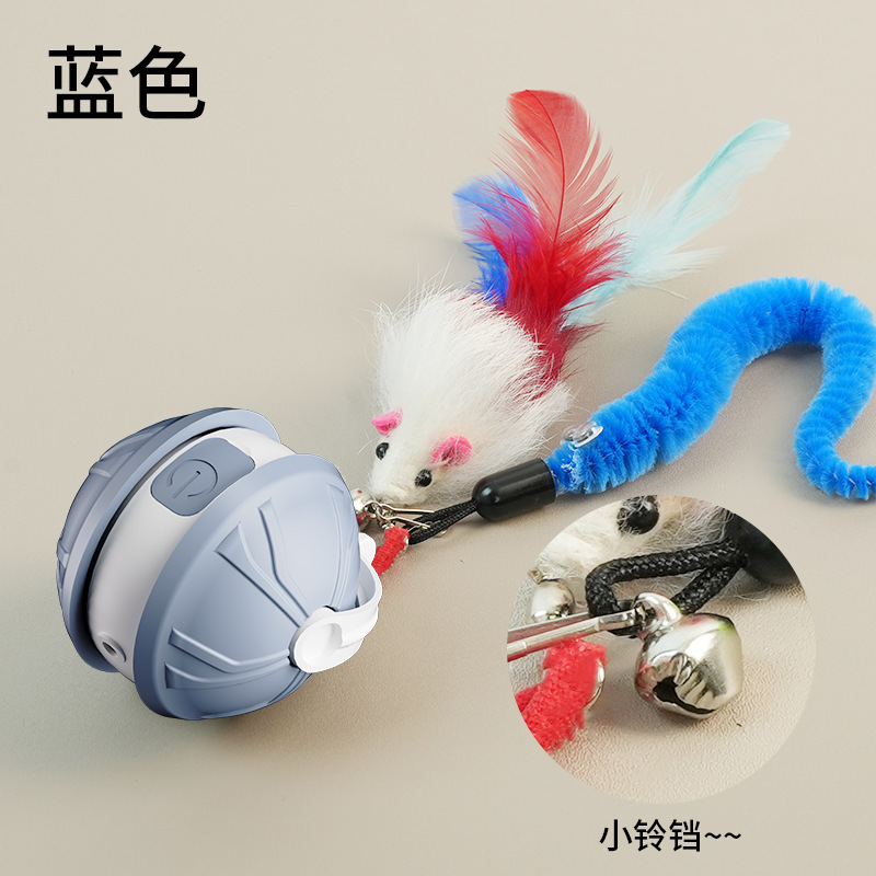 国境を越えた新しい本物の毛皮の自動猫おもちゃボールインテリジェント電気レーザー猫おもちゃインタラクティブ猫おもちゃボール|undefined