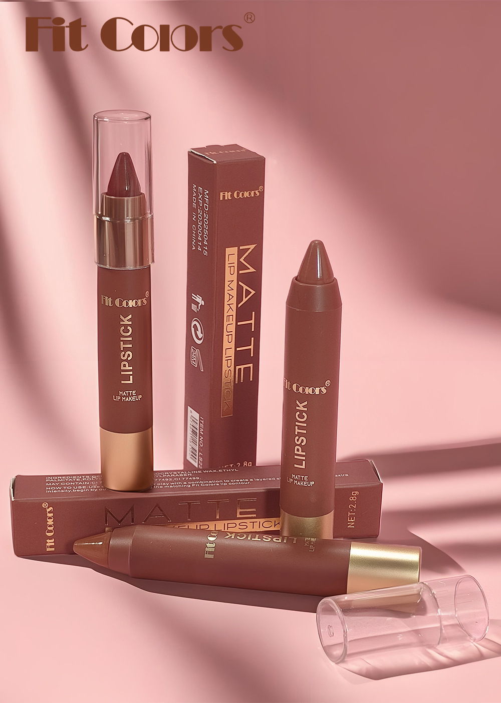Sett med 6 matte sjokolade-leppestifter med lipliner_voghion.com