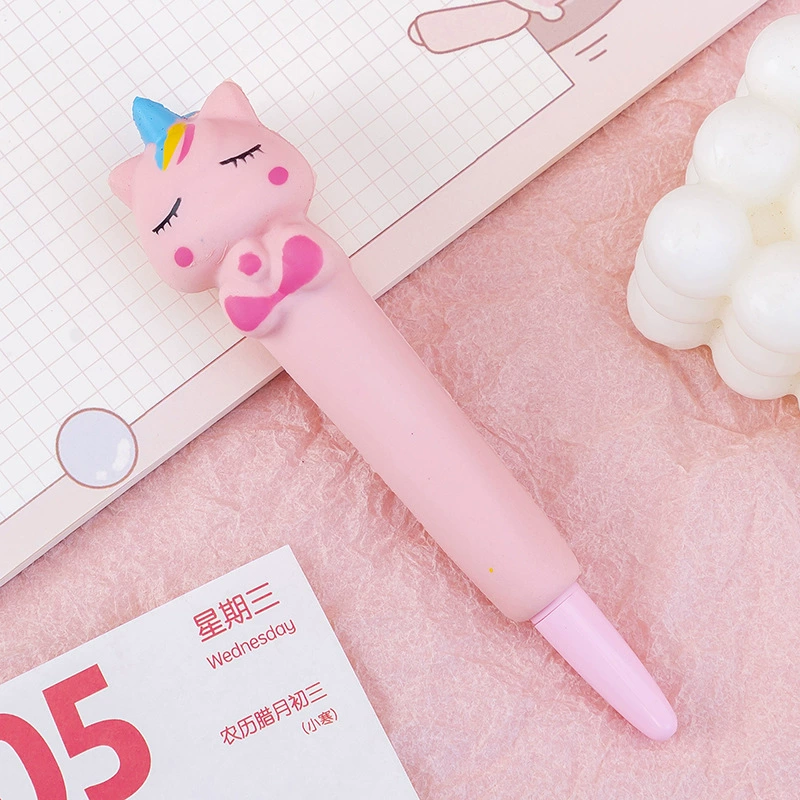 Cartoon Rollerball Pen, 0.5 mm, Squishy Slime Topper, Cute Animal Designs (Random Color)