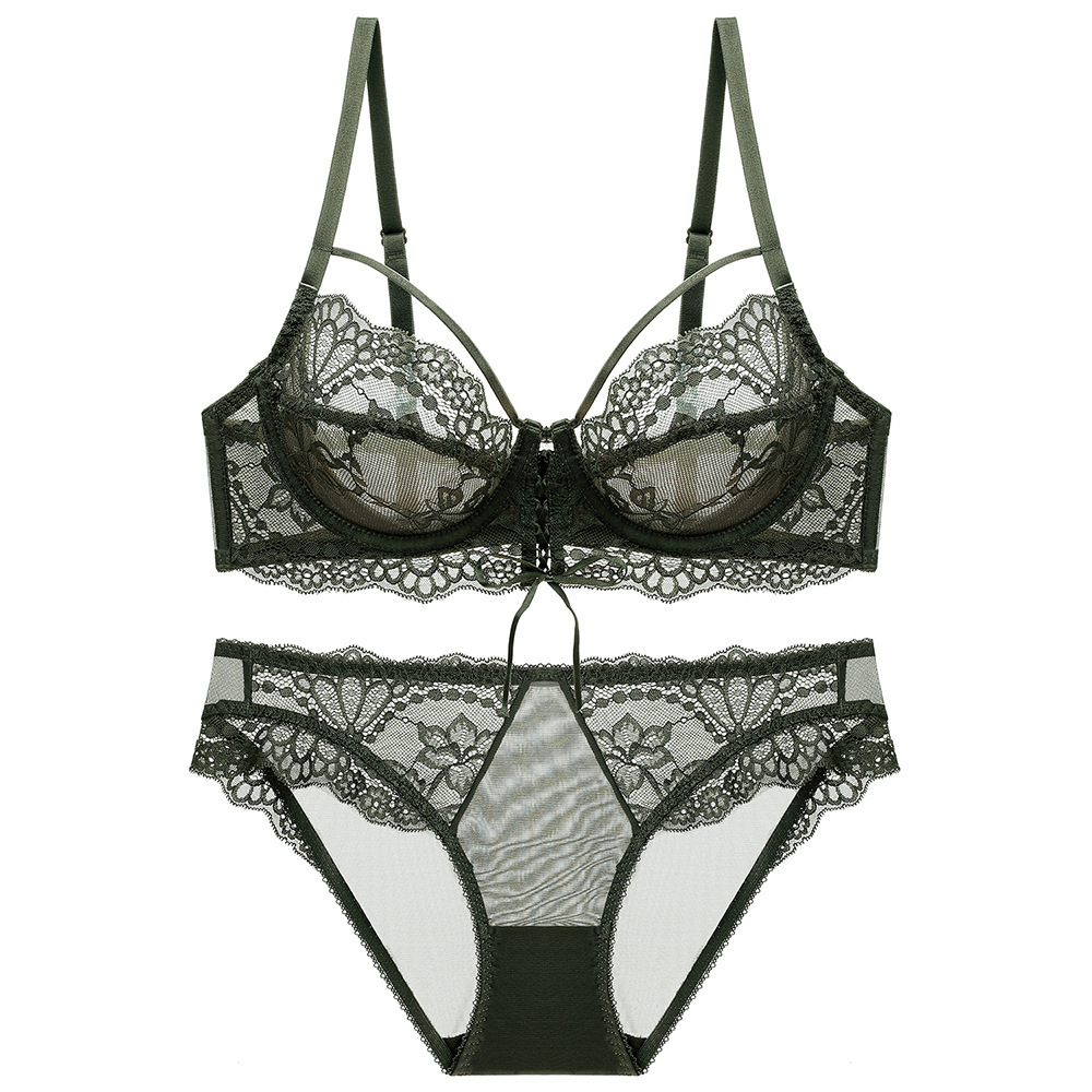 Traje de ropa interior sexy europeo y americano traje de ropa interior sexy delgada de verano pecho grande lado pequeño cerrado traje de sujetador de mujer antideslizante