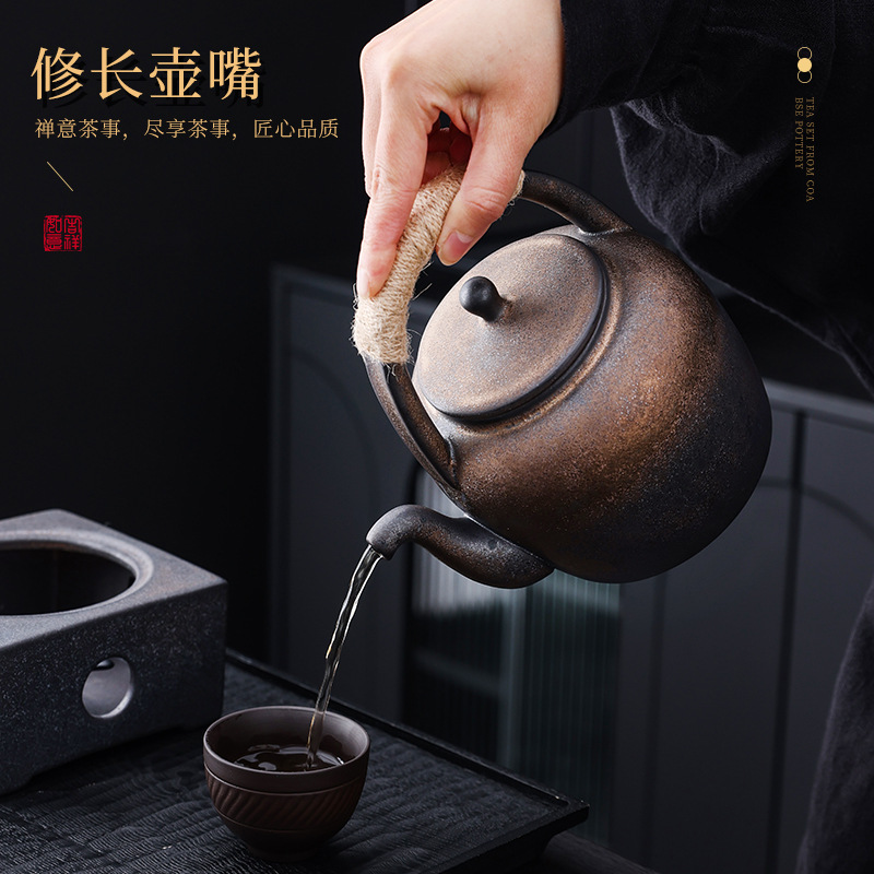 Custom Logo Japanese-style Coarse Pottery Warm Tea Stove Small Stove Candle Tea Boiling Tea Insulation Tea Boiling Enclosing Stove Tea Boiling Stove Tea Set