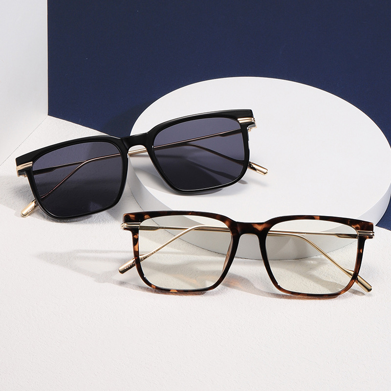 Braun Retro PC Quadratischen Rahmen Metall Sonnenbrille Brillen Rahmen Anti-Blu-ray Anti-UV Männer und Frauen Großhandel Sonnenbrille_voghion.com