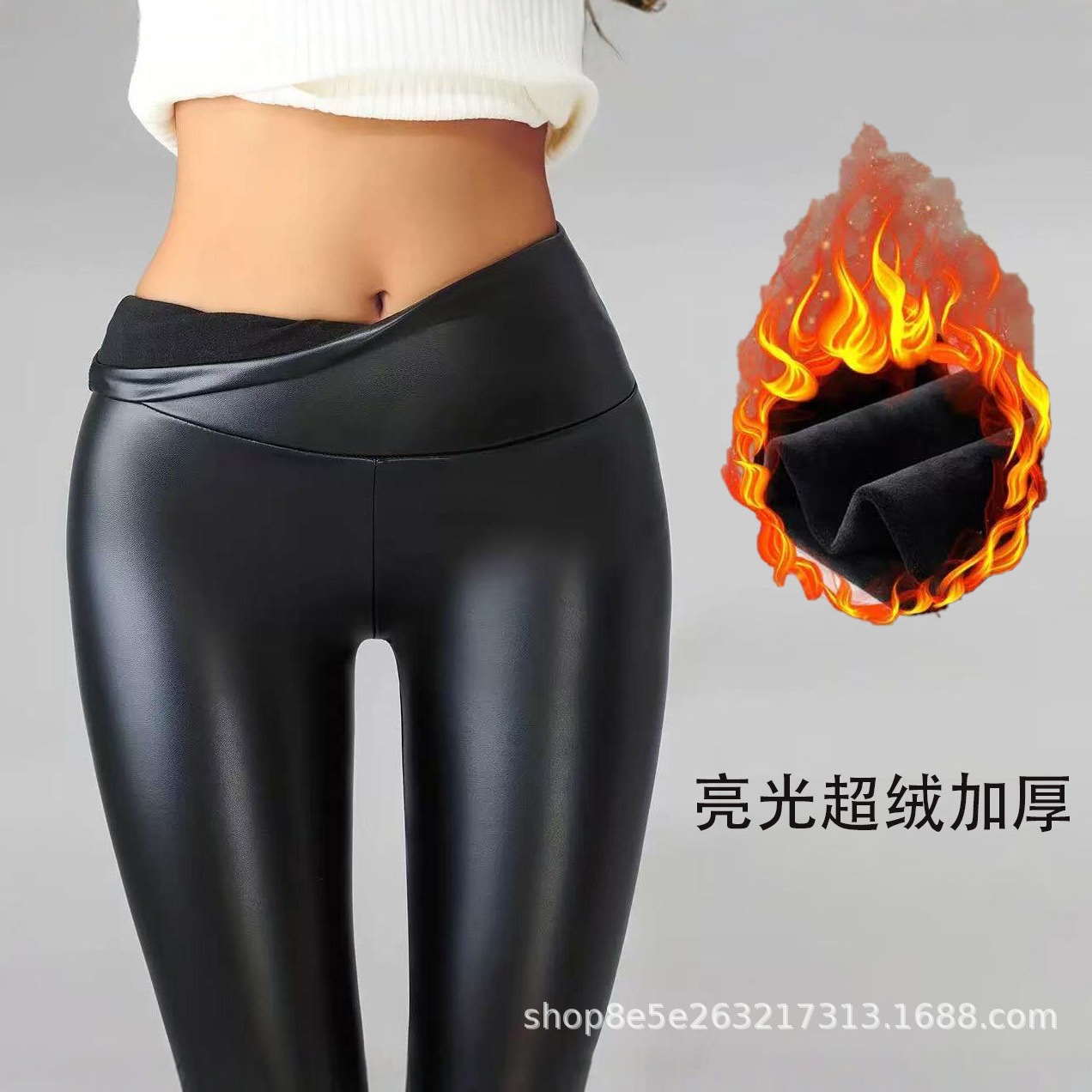 PU皮裤女 秋冬 加绒加厚高腰舒适显瘦防风防水外穿女士保暖打底裤