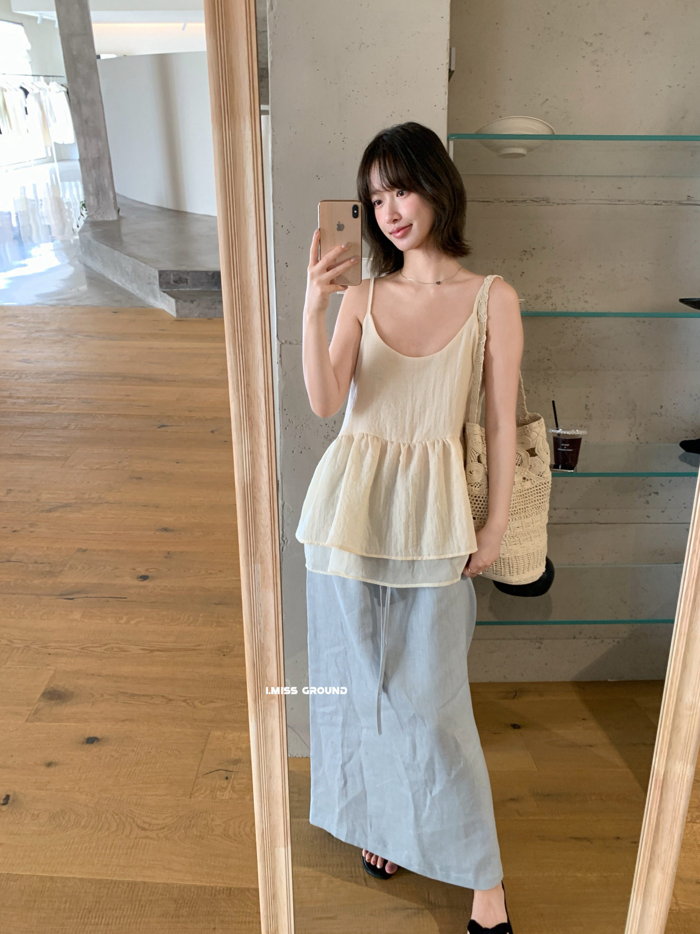 Chân váy linen dài Hàn Quốc cạp thun dây rút phong cách đơn giản — xanh đậm, Xanh da trờicolor, Xanh nước biển, màu tím chi tiết 11