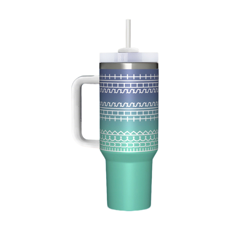 Inventario transfronterizo letras ocultas 40oz taza de automóvil mango de paja taza de aislamiento de frío Taza de aislamiento de hielo Big Mac Taza personalizada